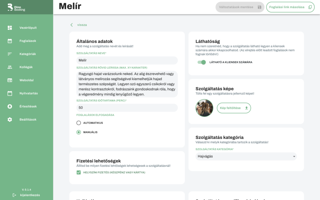 DinoBooking szolgáltatás